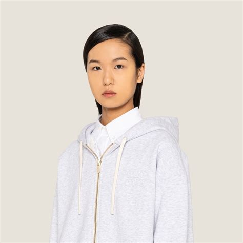 miu miu hoodie grey|Grey Cotton Fleece Hoodie .